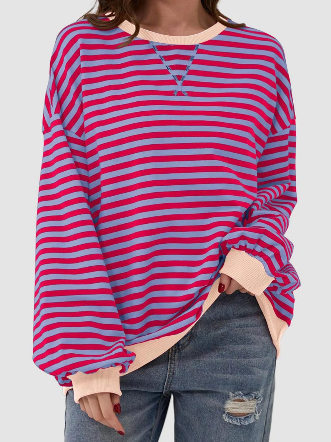 Striped Round Neck Long Sleeve T-Shirt