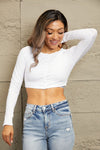 Button Down Long Sleeve Cropped Top