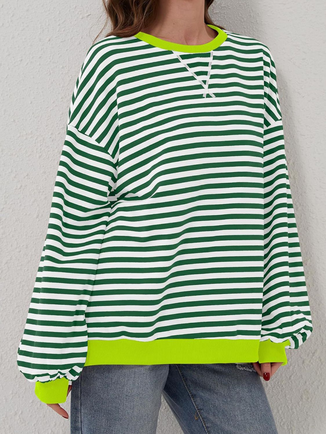 Striped Round Neck Long Sleeve T-Shirt