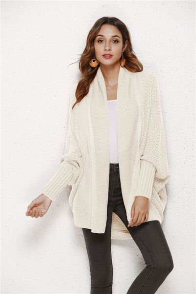 Open Front Batwing Sleeve Cardigan